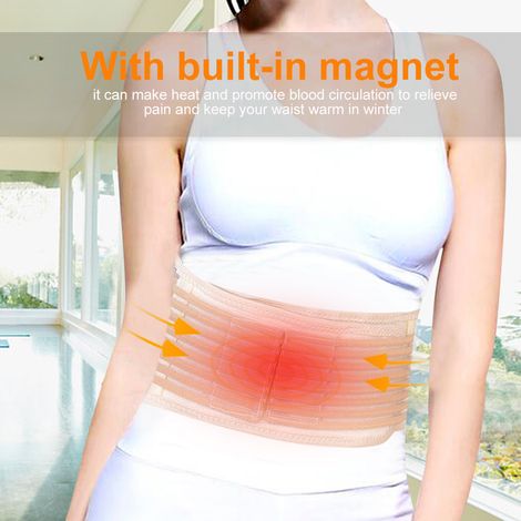 Ceinture lombaire magnétique auto-chauffante, soutien lombaire, respirante, unisexe (beige XL) (1/5)