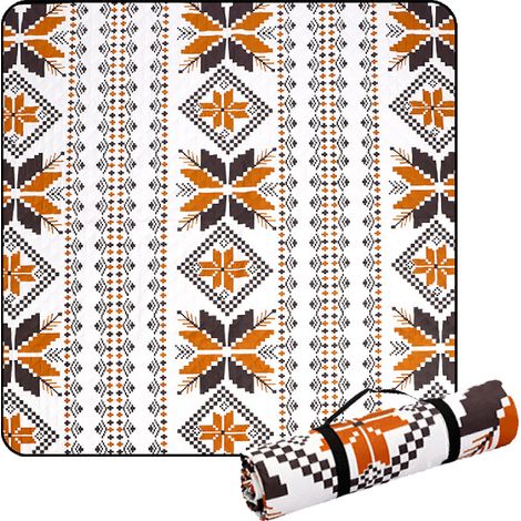 Heikoeco® couverture de pique-nique imperméable, XXL grande couverture d’extérieur 200X200, couverture de pique-nique portable et lavable isolation, couverture de plage, tapis de plage (vent et feuill (1/5)