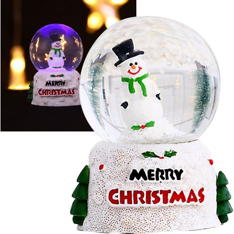 Boule de Noël lumineuse en cristal, boule en verre anglais, décoration de bureau, cadeau de Noël pour enfants, petit bonhomme de neige (1/5)