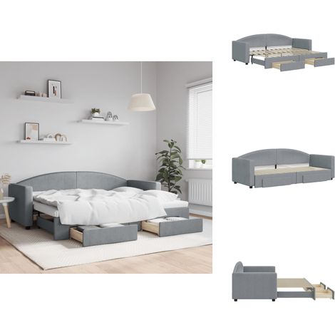 Lit de jour avec gigogne et tiroirs sans matelas 80x200 cm - Lit De Jour - Canapé Lit - Lit Gigogne - Meuble Multifonction - Rangements Intégrés (1/5)