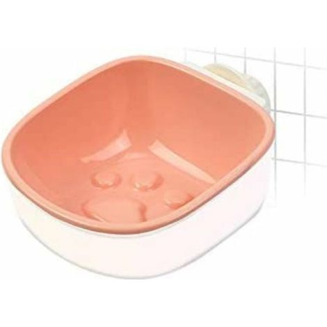 Bol amovible à alimentation lente pour chien et chat, plastique écologique anti-étouffement, rose avec empreinte – DELKEVIC