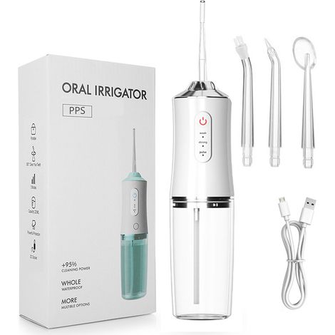 Portable, rechargeable, wireless water flosser for oral hygiene and tonsil care. (1/5)