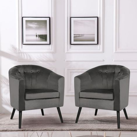 2PCS Fauteuil - Velours gris - Classique - 646070cm (1/5)