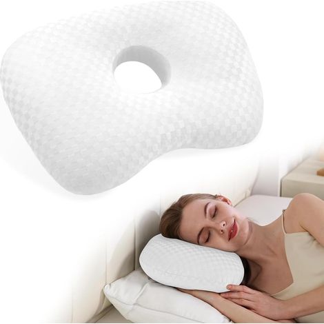 Oreiller piercing à trou, soulage la douleur d'oreille, ergonomique pour dormeur sur le côté, parfait contre l'inflammation et la pr (1/5)