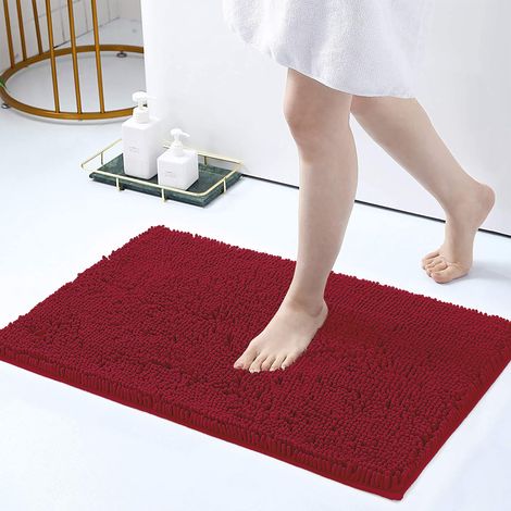 Tappeto Da Bagno Microfibra Super Soffice Lavabile In Lavatrice Antiscivolo Assorbente Lavaggio Rapido Super Morbido Bagno Doccia Camera Letto Bordeaux - 50x80 cm