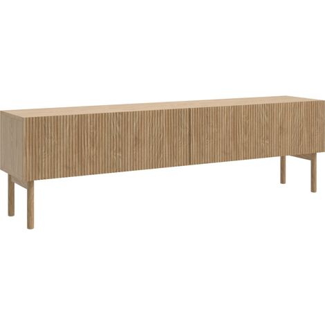 Selsey – Meuble TV debout 175 cm en mélaminé chêne huilé – Style Japandi – Système Push-to-Open – Résistant à l'humidité et aux rayures (1/5)