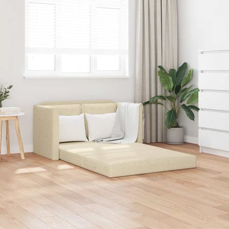 Bodensofa mit Schlaffunktion Creme 112x174x55 cm Stoff