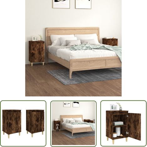 The Living Store Tables de chevet 2 pcs chêne fumé 40x35x70 cm bois d'ingénierie - Table De Chevet - Meuble De Chambre - Commode - Armoire Latérale - Mobilier Moderne (1/5)