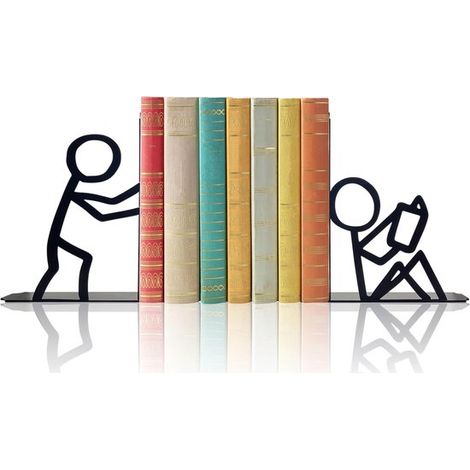 Serre-livres en métal décoratif pour bureau et bibliothèque, support livres design noir, cadeau pour lecteurs (1/2)