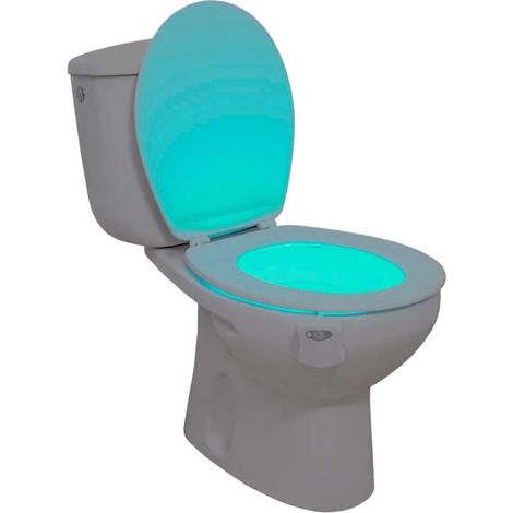 Lampe de Toilette, Veilleuse LED pour WC Salle de Bain Capteur Détecteur PIR 8 Changement de Couleurs éclairage (seulement s'active dans l'obscurité) (1/5)