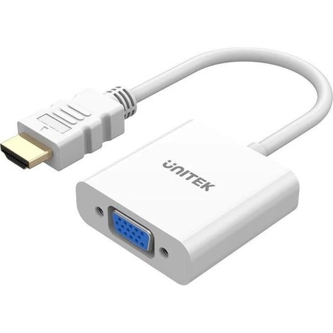 ADAPTATEUR HDMI - VGA UNITEK, FULLHD 60HZ, BLANC, M/F (1/4)