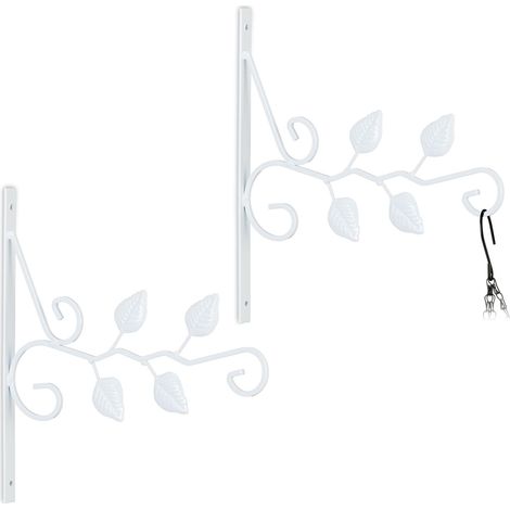 Set of 2 hanging basket brackets leaves