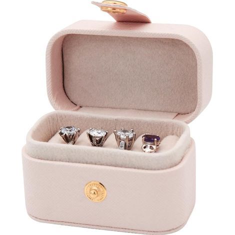 Petit Rangement Bijoux avec 6 Rainures d'Anneau, Boite Bague en Cuir PU, Boite a Bijoux Femme Portable Porte Alliance Mariage pour Boucles d'Oreilles Bagues (Rose) (1/5)