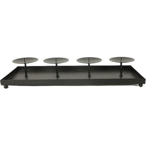 TrendLine Kerzenhalter für 4 Kerzen Metall 40 x 15 x 6,5 cm schwarz