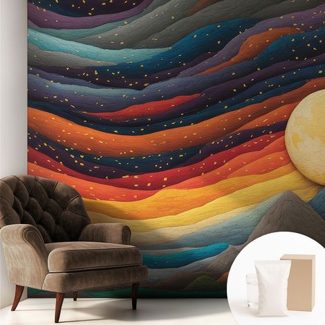 Carta Da Parati - Mural - Con Sala Da Pranzo - Camera Da Letto - Cameretta - Con Colla Gratuita Montagne colorate 250x250 cm (1/5)