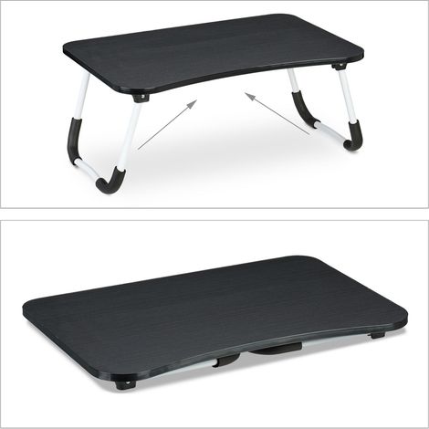 Elegante mesa de cama para ordenador portátil, plegable y cómoda, de 60 x 40 x 28 cm, de MDF negro, 130013411 (1/4)
