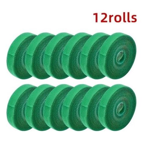 Lot de 12 tuteurs adhésifs pour plantes, sangles de jardin réglables de 100 cm, vertes (1/5)