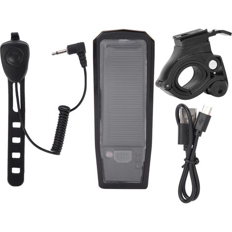 Phare avant vélo rechargeable solaire, haute luminosité et klaxon pour VTT et cyclisme nocturne (1/5)