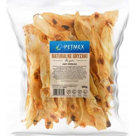 Snack masticabile naturale per cani a base di orecchie di coniglio essiccate, Petmex 500g