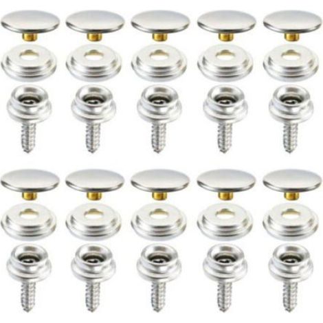 Boucle À Pression - Acier Inoxydable Et Cuivre - Pour Toile Marine Tente Bâche Cuir - Diamètre 15 mm Vis 15 mm - Lot De 20 Pièces (1/5)