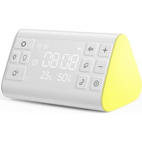 Beruhigendes Weißrauschen-Gerät für Schlaf und Entspannung, Wecker mit Digitaluhr, Temperatur- und Feuchtigkeitssensor, sanftes Nachtlicht. (1/4)