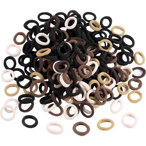 200 Élastiques Cheveux Fille, Mini Chouchous 2 cm, Noir et Marron (1/5)