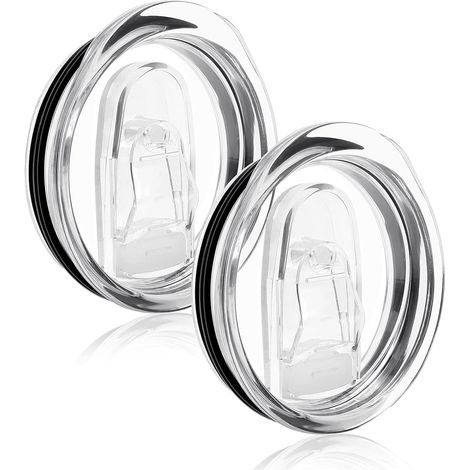 Lot de 2 couvercles de rechange minces de 590 ml (20 oz) pour gobelets de rechange, transparents, anti-éclaboussures et durables, couvercles coulissants en plastique anti-éclaboussures, gobelet rafraî