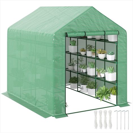 Serre de jardin avec étagères 3 niveaux tube en acier 244 x 180 (1/5)