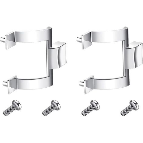 Supports de poignée de porte de douche chromés en alliage de zinc, de remplacement pour portes coulissantes et pivotantes de baignoire, trou de 5 cm (2 pouces), lot de 2 (1/5)