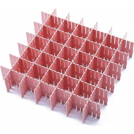 royaluxe - Organisateur de tiroir en maille plastique bricolage 37x7cm, ensemble de 12 séparateurs cosmétiques et organisateurs de rouge à lèvres (rose) (1/5)