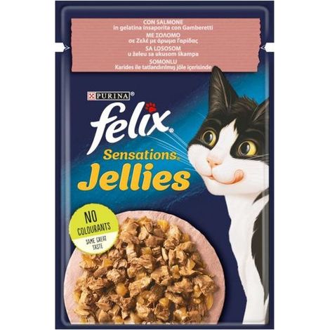 felix sensations, salmone in gelatina con gamberetti 20x100gr.