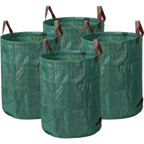 Lot de 4 sacs à feuilles pour déchets de jardin, 80 gallons (303 litres), réutilisables et résistants, pour terrasse et jardin. (1/5)