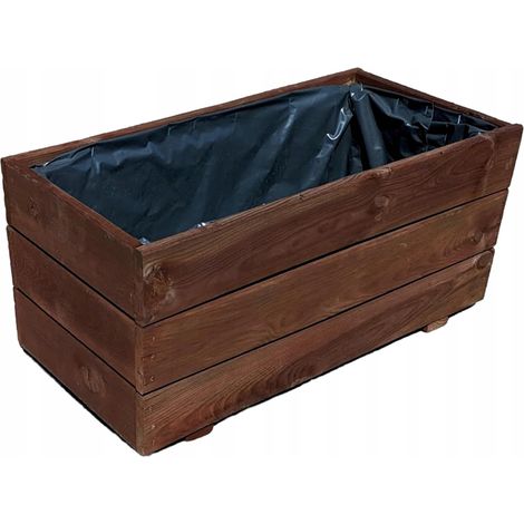 Maceta de jardín de madera, palo de rosa, 60x30x29 D26 (1/5)