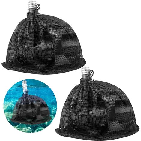 Pack de 2 Sac de pompe avec cordon de serrage, 18,5 "× 18,5" sac en filet de filtre de pompe grand sac en filet de pompe accessoires de filtre d'étang pour pompe à eau domestique (1/5)