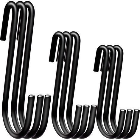 (15pcs, Small+M+XL, Black)15 Pack Heavy Duty S Hooks - 3 Sizes - (1/5)