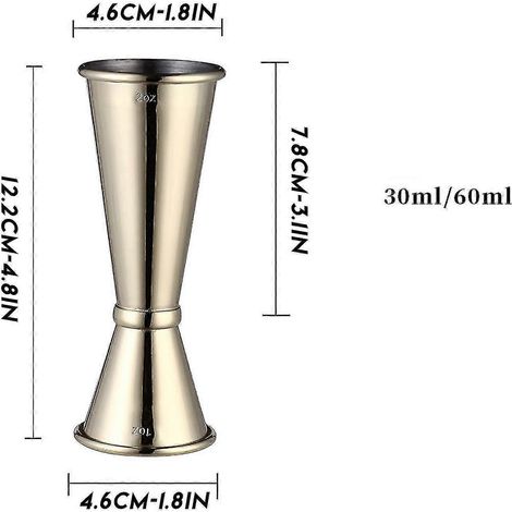 Verre doseur à vin en acier inoxydable 304, double bec, 30/60 ml (1/2)