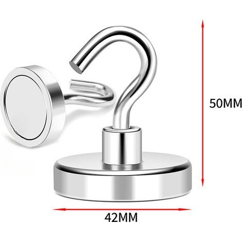 5 crochets magnétiques robustes pour cuisine réfrigérateur suspension plafond barbecue, argent, traction max 69kg (1/5)