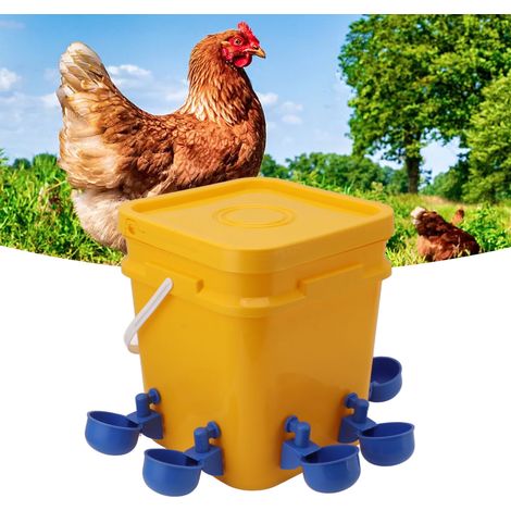 Tragbare automatische 12-Liter-Tränke für Geflügel (Hühner, Enten und Gänse) Geflügelzuchtausrüstung Wassereimer + neuer Bluebird-Napf + schwarze Schrauben (1/5)