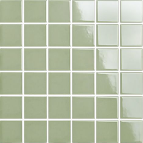 Mosaïque de grès cérame PICCOLO VELVET 5x5cm (finition brillante) - Lint green - - 413 - Lint green - boîte de 0.93 m2