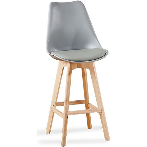 Designetsamaison – Tabouret de bar gris 107 cm – Plastique renforcé – Style nordique – Largeur 49 cm – Profondeur 54 cm – Facile à nettoyer (1/2)