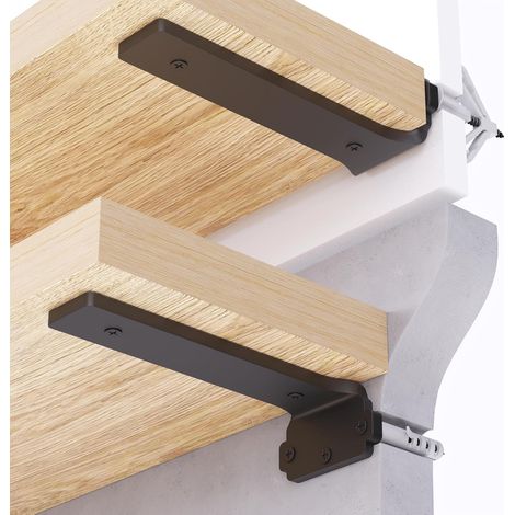 4 Pack Floating Shelf Brackets 15cm Heavy Duty Metal L Brackets, 75KG Load, Wall Shelf Support, Black (1/5)