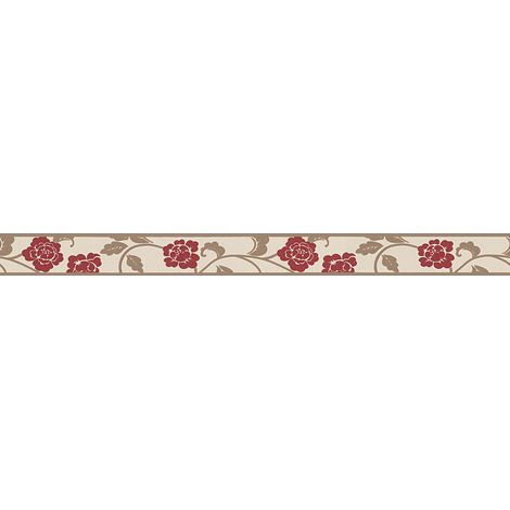 A.S. Creations – Frise murale motif floral vintage – Papier peint beige et rouge – Pour chambre adulte – Collection Only Borders 9