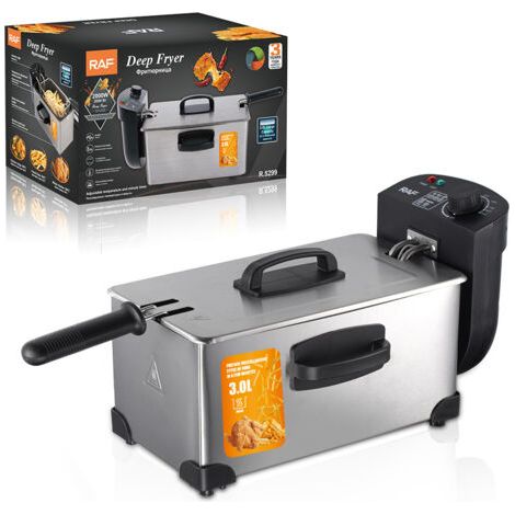 Friteuse en Acier Inoxydable, Capacité 3L, Température Réglable jusqu’à 190°C, Zone Froide, Pièces Lavables Lave-Vaisselle, Parois Froides, Noir (1/4)
