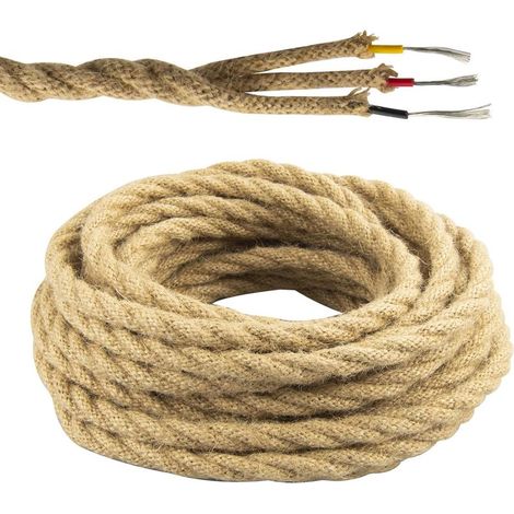 Câble électrique torsadé style antique, 3 conducteurs, calibre 18 AWG, longueur 10 m (33 pi), enchanteresse vintage, pour lampes anciennes et bricolage. (1/5)