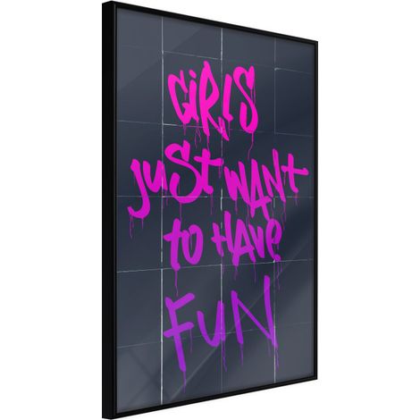Affiche Murale Encadrée "What Girls Want" 21 x 30 cm Noir
