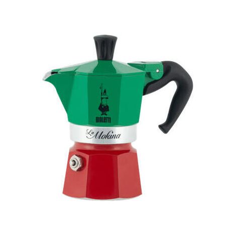Cafetiere italienne - BIALETTI - La Mokina Italia - Tous feux sauf induction - 1 tasse - 40 ml - Vert / Rouge (1/2)