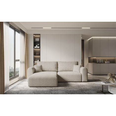 Ecksofa Sofa FLAVIO mit Schlaffunktion Stoff Abriamo Sand Ottomane Links (1/3)