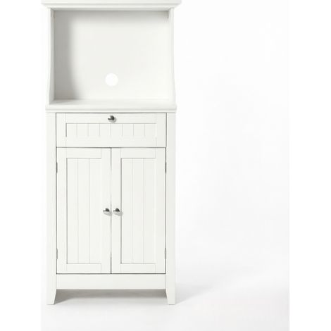 Meuble micro-ondes 60x40x122,5 cm en MDF blanc avec rangement, pour cuisine – MEUBLIV (1/5)