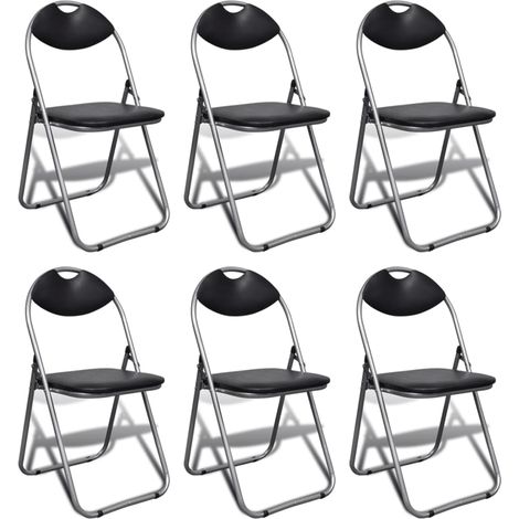 Chaises pliantes 6 pièces en similicuir noir et acier vidaXL (1/5)