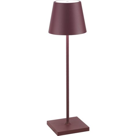 Zafferano Lampada a led da tavolo Poldina Pro Bordeaux ricaricabile e dimmerabile con batteria fino a 12 ore. Da uso esterno IP65